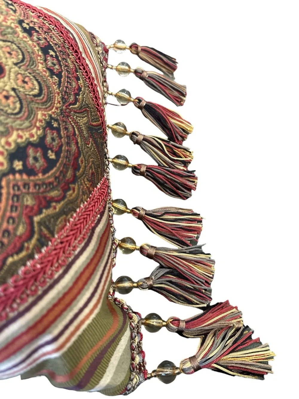 Decorative Paisley Medallion Throw Pillows - Green & Rust